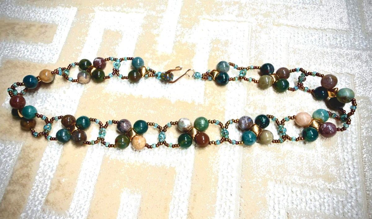 Indian Agate Quads Necklace